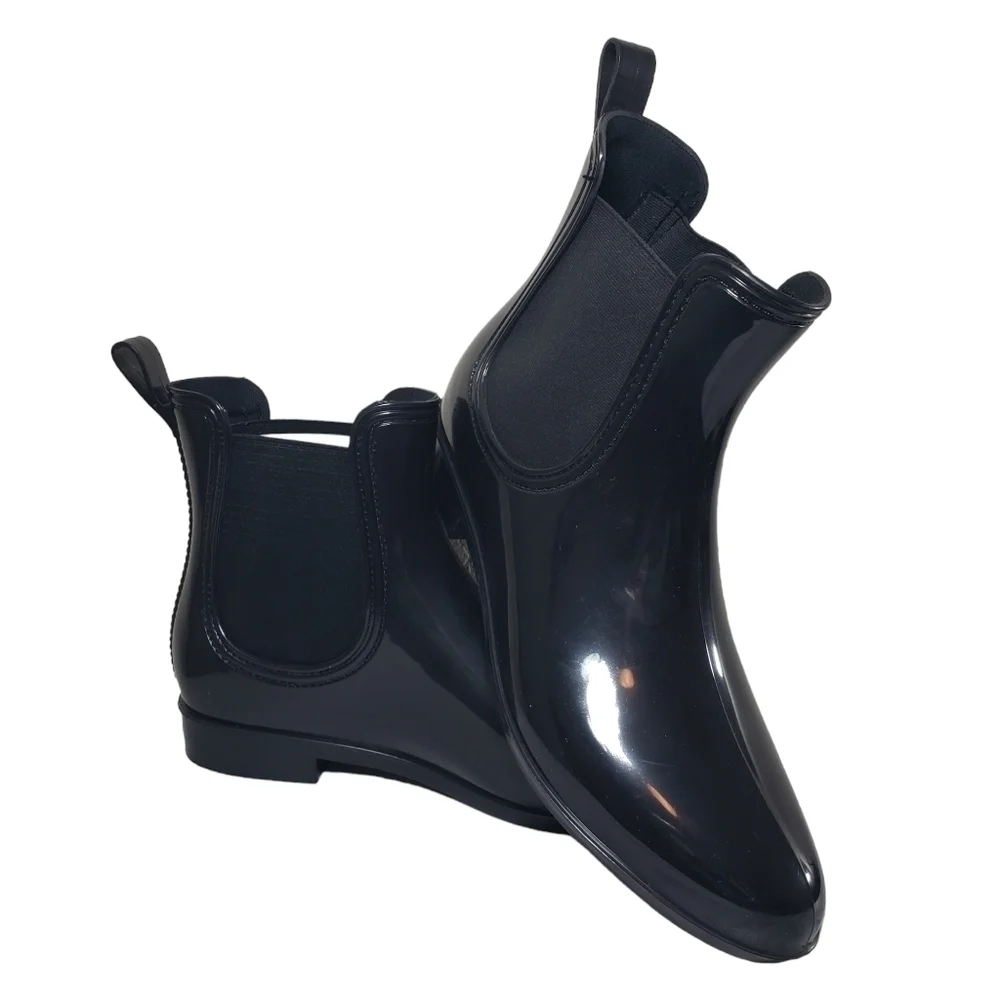 INC International Concepts Raelyn Black Pull On Ankle Rain Boots Sz 11M